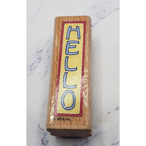 Mary Engelbreit Hello Block Script Wood Mounted Rubber Stamp